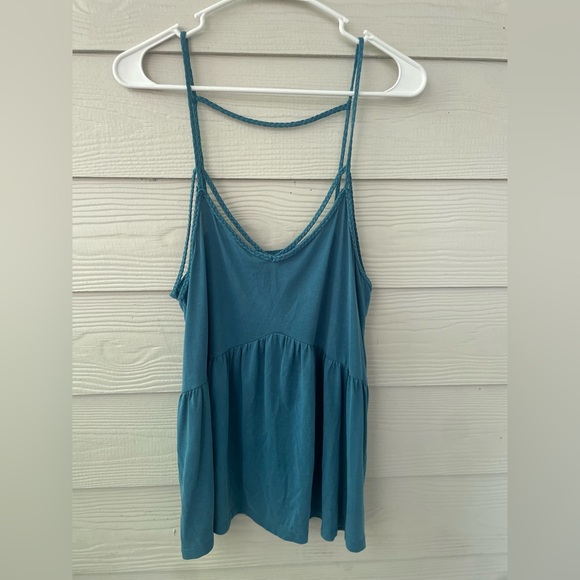 American Eagle Outfitters Tops - American Eagle Outfitters Teal Braided-Strap tank top